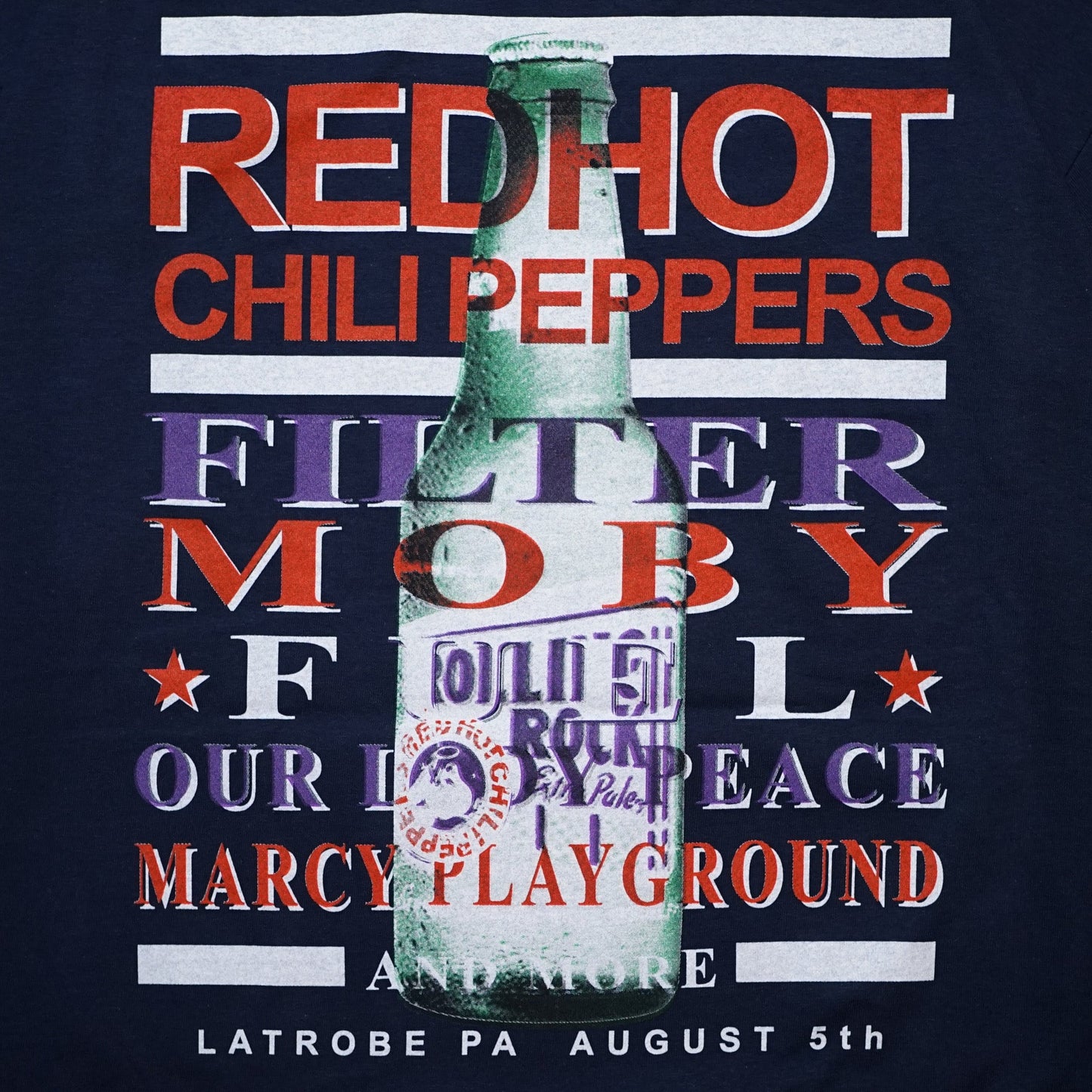 RED HOT CHILI PEPPERS ROLLING ROCK TOWN FAIR NAVY GILDAN XL (b_1052)