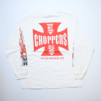 WEST COAST CHOPPERS IRON CROSS LONG BEACH, LA LS WHITE deadstock (b_1071)
