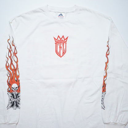 WEST COAST CHOPPERS IRON CROSS LONG BEACH, LA LS WHITE deadstock (b_1071)