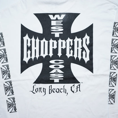 WEST COAST CHOPPERS IRON CROSS LONG BEACH, LA LS WHITE (b_1075)