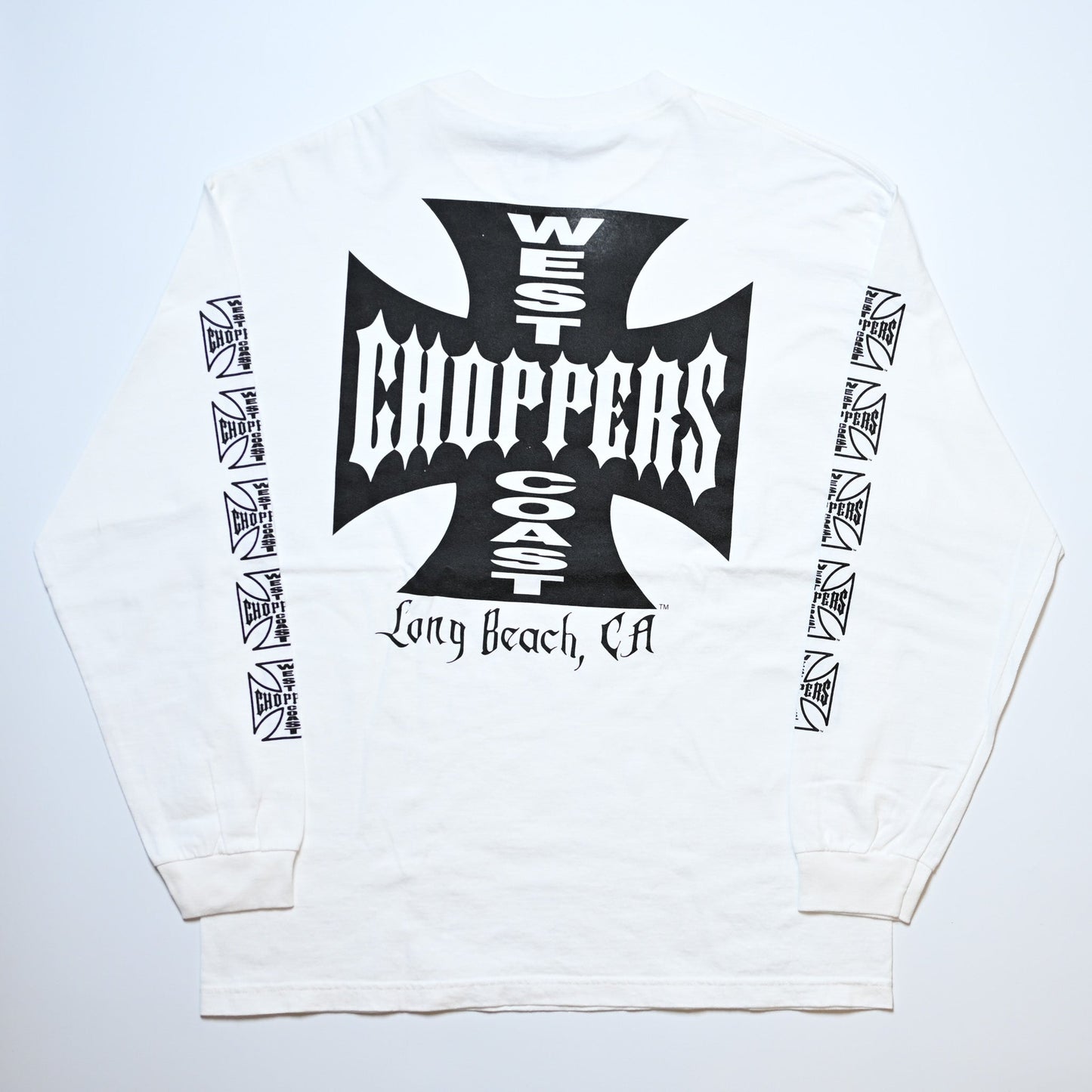 WEST COAST CHOPPERS IRON CROSS LONG BEACH, LA LS WHITE (b_1075)