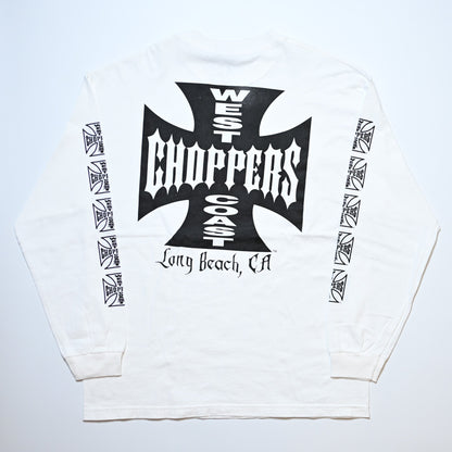 WEST COAST CHOPPERS IRON CROSS LONG BEACH, LA LS WHITE (b_1075)