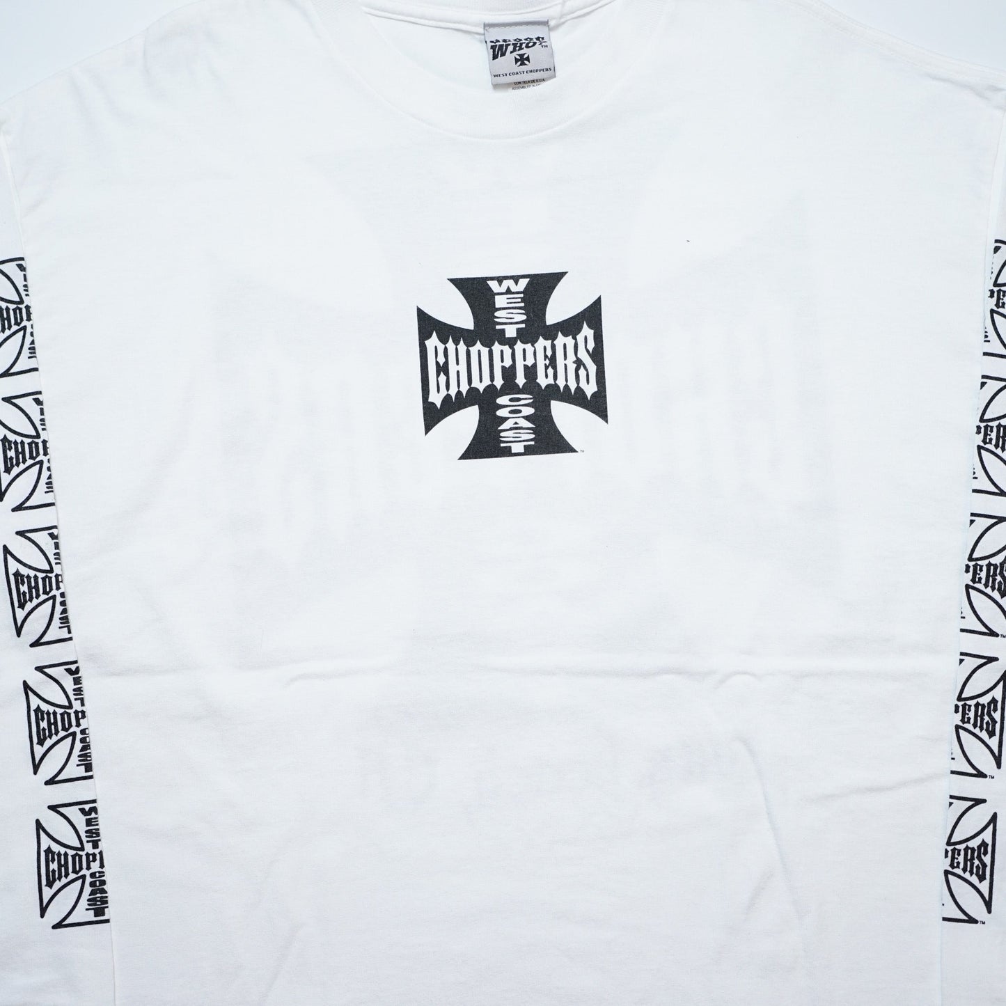 WEST COAST CHOPPERS IRON CROSS LONG BEACH, LA LS WHITE (b_1075)
