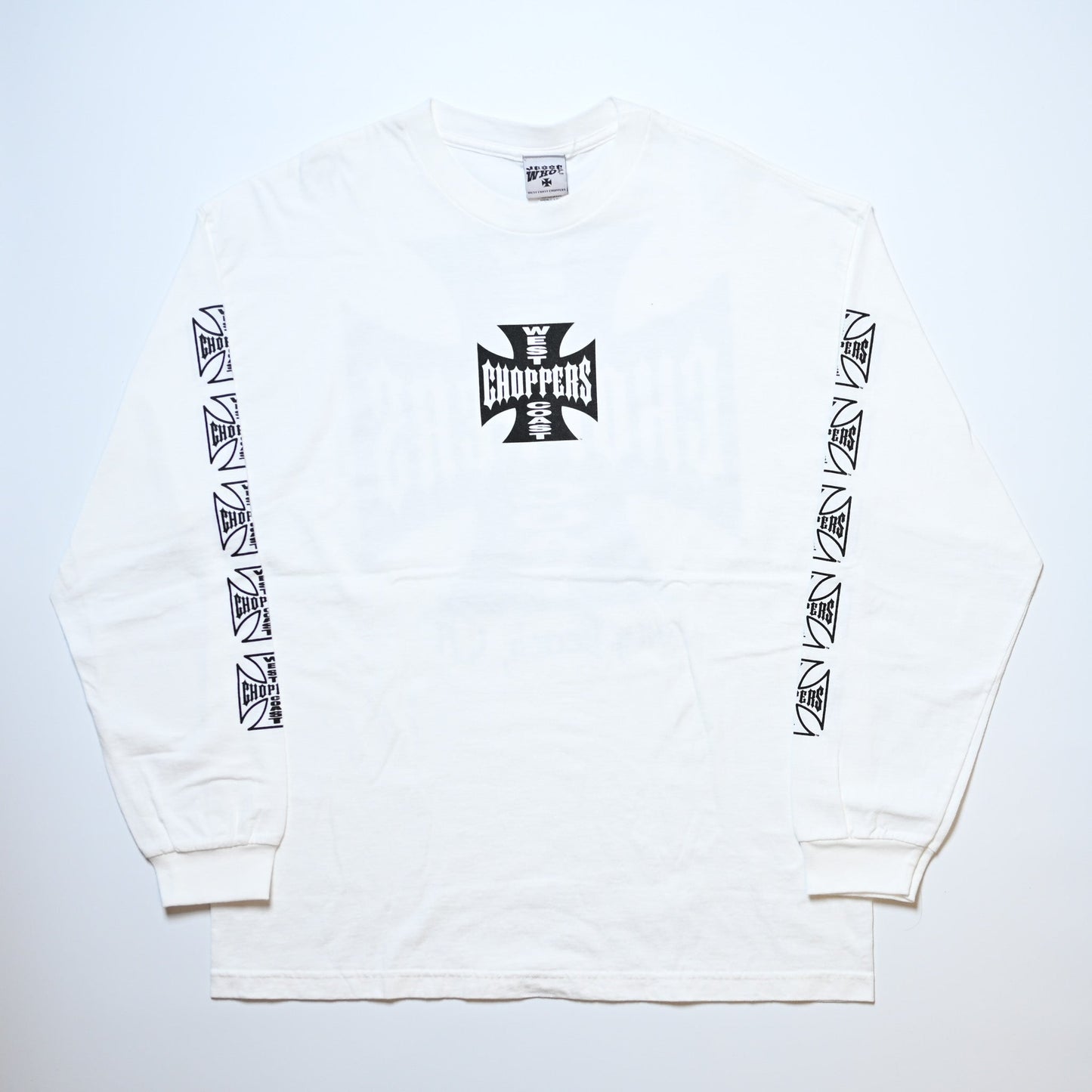 WEST COAST CHOPPERS IRON CROSS LONG BEACH, LA LS WHITE (b_1075)