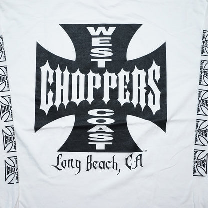 WEST COAST CHOPPERS IRON CROSS LONG BEACH, LA LS WHITE deadstock (b_1076)