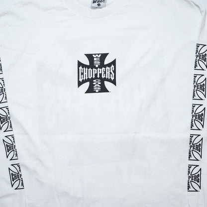 WEST COAST CHOPPERS IRON CROSS LONG BEACH, LA LS WHITE deadstock (b_1076)