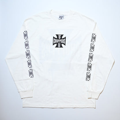 WEST COAST CHOPPERS IRON CROSS LONG BEACH, LA LS WHITE deadstock (b_1076)