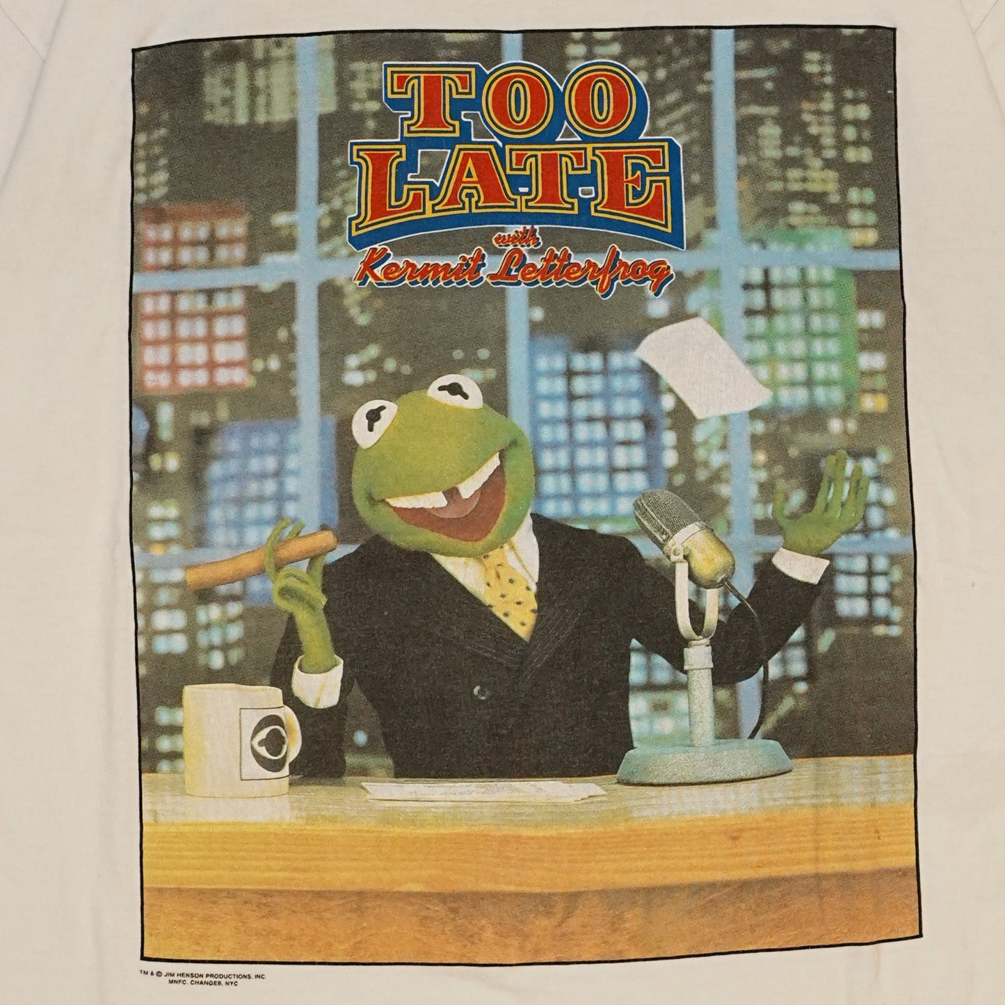 KERMIT TOO LATE PARODY TULTEX WHITE XL (k_0611)