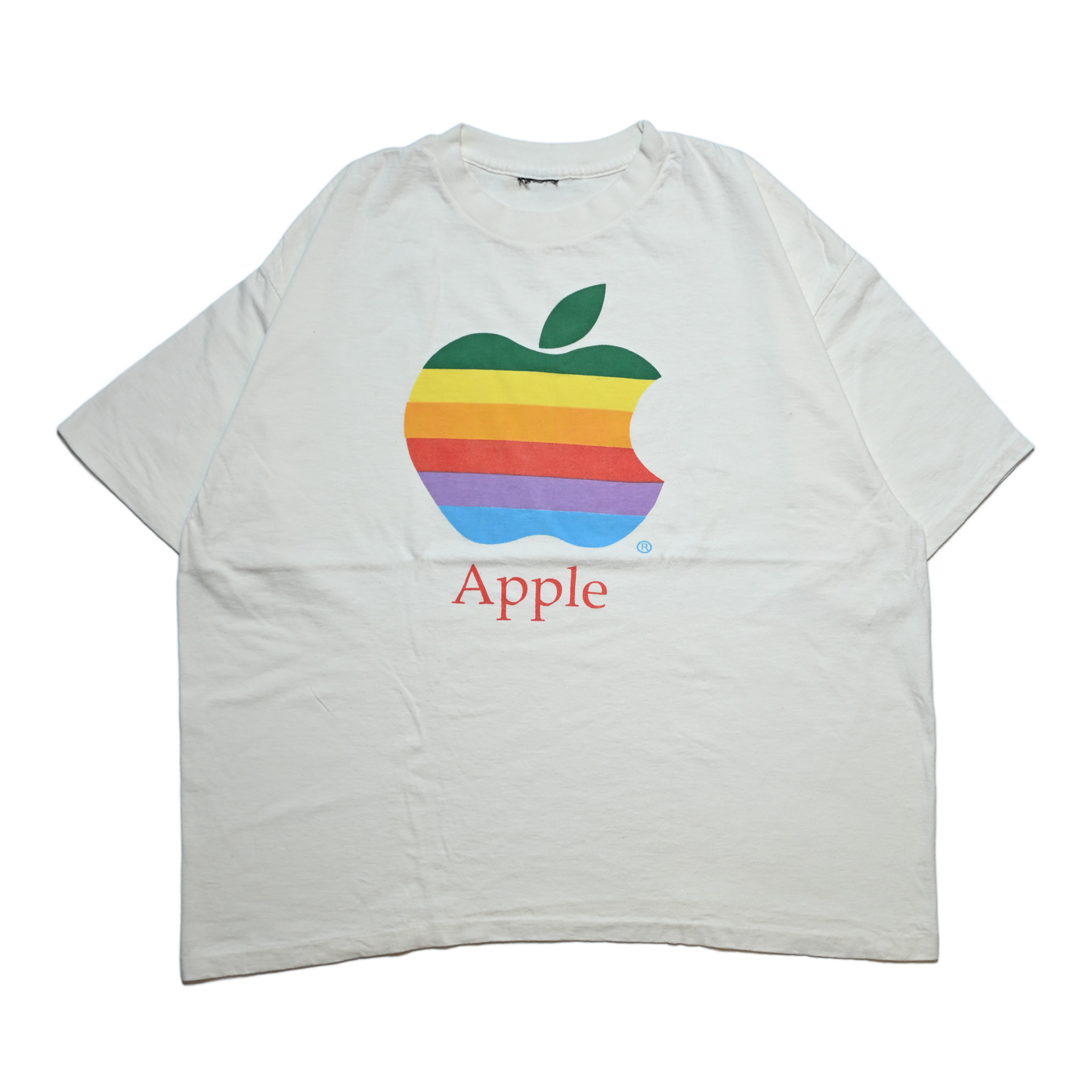 Apple Computers Technology Vintage 80s T-Shirt Rainbow Logo (k_1104)