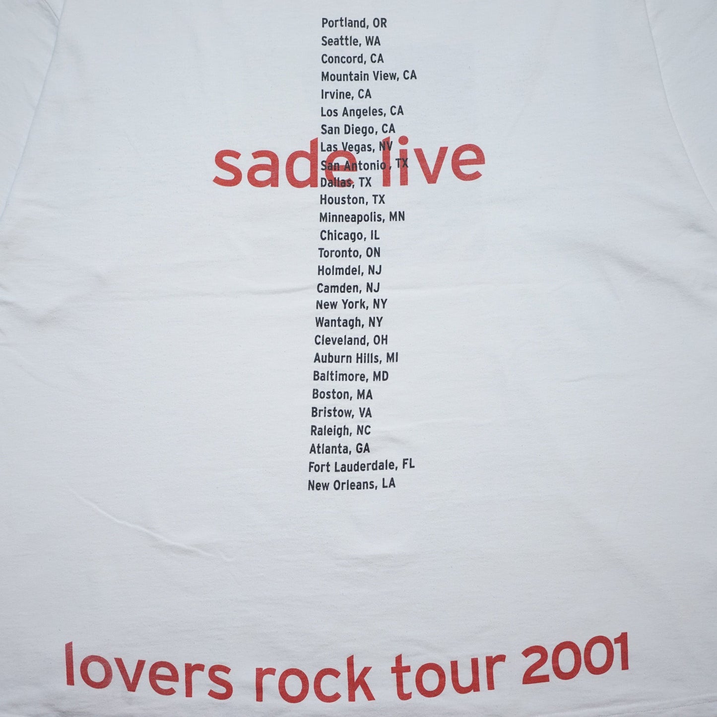 SADE LOVERS ROCK TOUR 2001 WHITE GIANT L-XL  (o_1121)